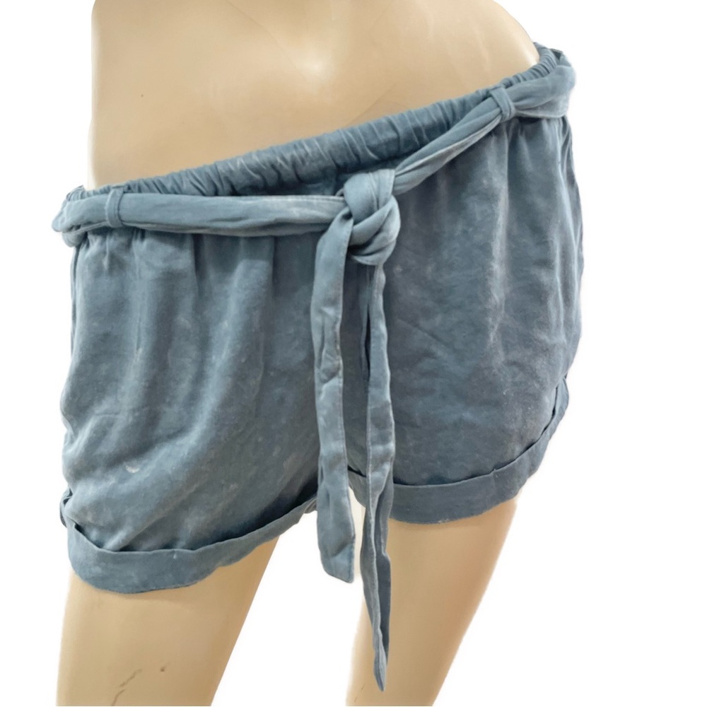 Chaser- blue green short shirts with tie waist- small